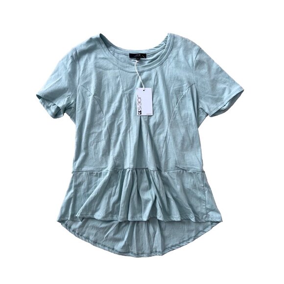 Joe's Collection Peggy Peplum Ruffled Hem Top Dusty Blue ( M ) - Picture 3 of 4